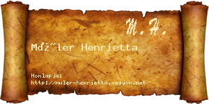 Müler Henrietta névjegykártya